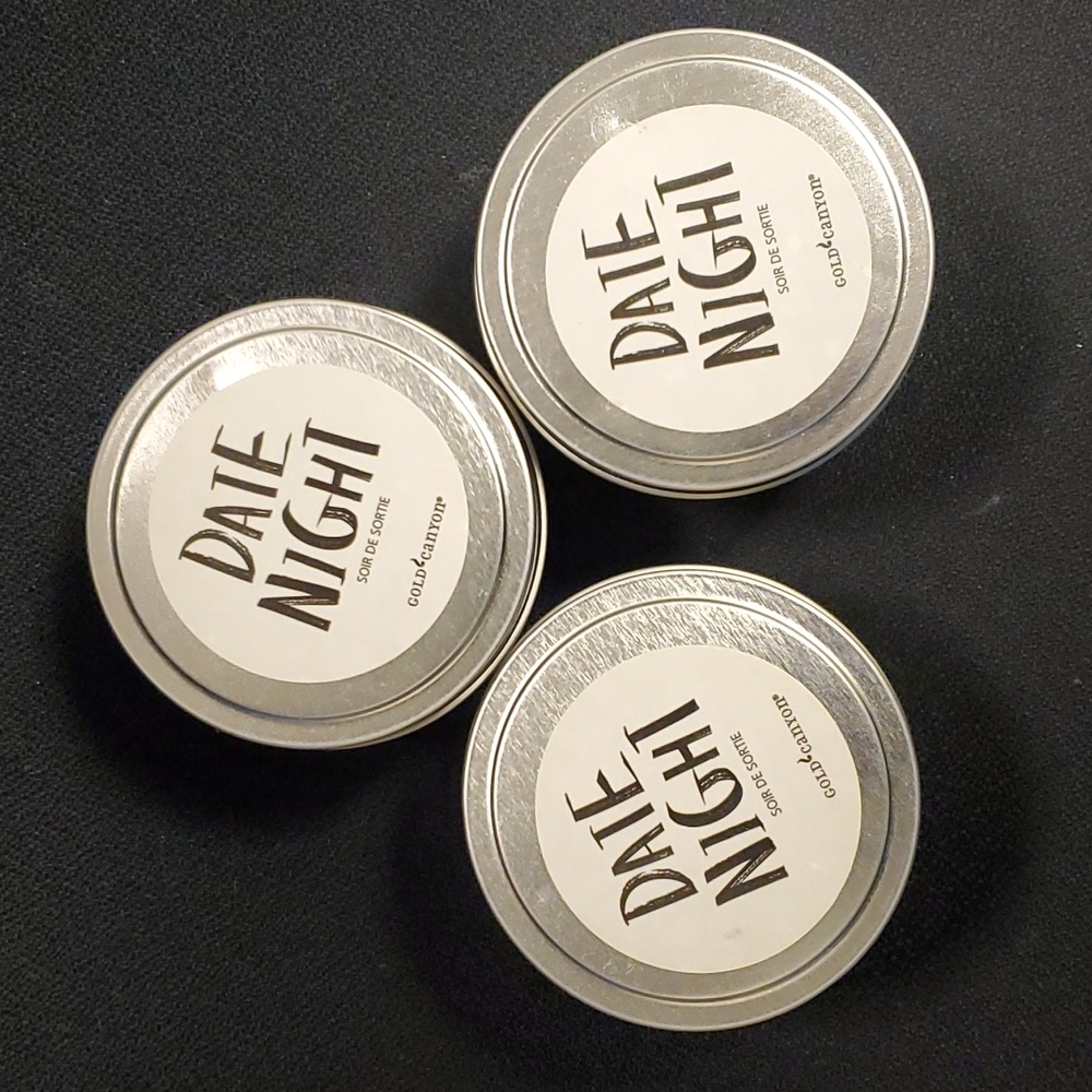 DATE‎ NIGHT trio candles from Gold Canyon 4 oz each (Man candles/joke candles)